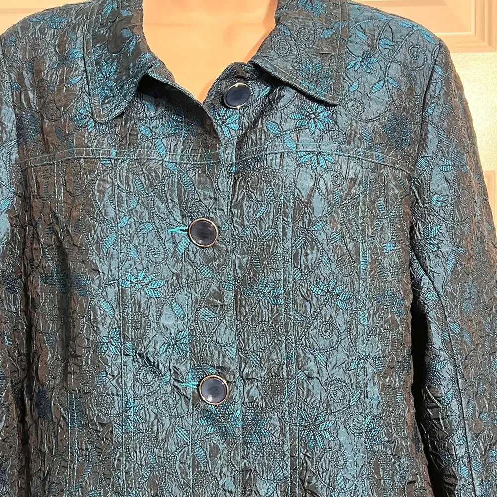 Vintage Erin London Blue Turquoise Blazer, Women's Size S